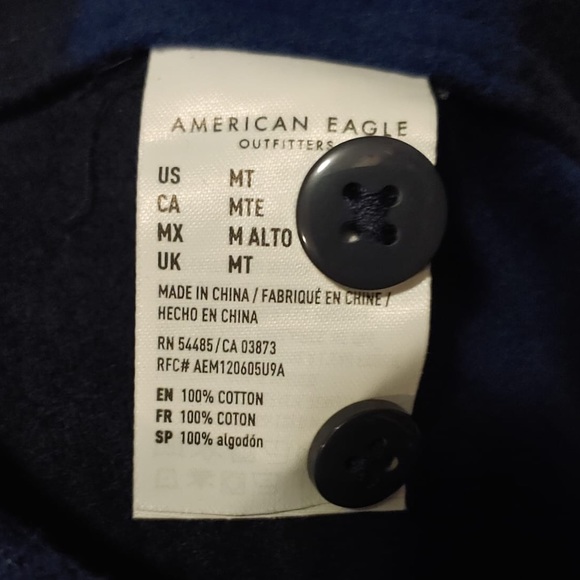 American Eagle Men’s Blue Stripe Thick Shirt Tall - Picture 3 of 4